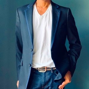 ROBERT GRAHAM Men’s Sport Coat, 38R, Black w/ Navy blue trim